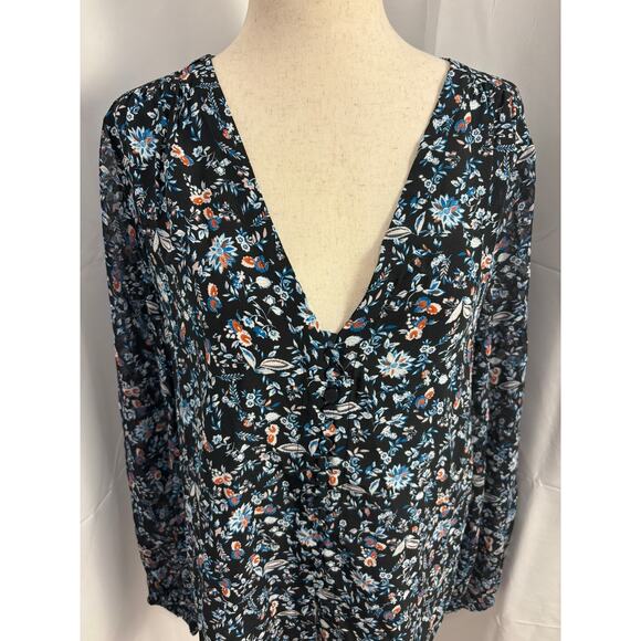 NWT Club Monaco Silk Button Floral Detail Blouse - M - Picture 4 of 6